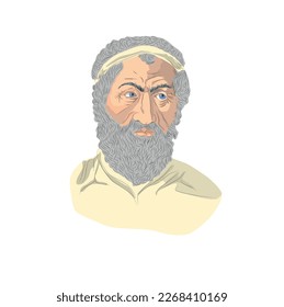 Zeno of Elea (495 BC – 430 BC) was a pre-Socratic Greek philosopher. A member of the Elea School founded by Parmenides. Metaphysics, philosophy. vector illustration portrait