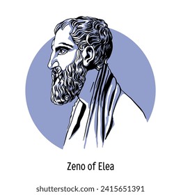 Zeno of Elea - ancient Greek philosopher, student of Parmenides, representative of the Eleatic school. Hand drawn vector illustration