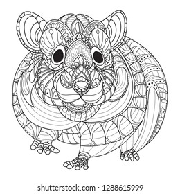 Zenta Hamster. Hand drawn doodle zentangle hamsters illustration. Decorative ornate vector hamsters drawing for coloring book - Vector