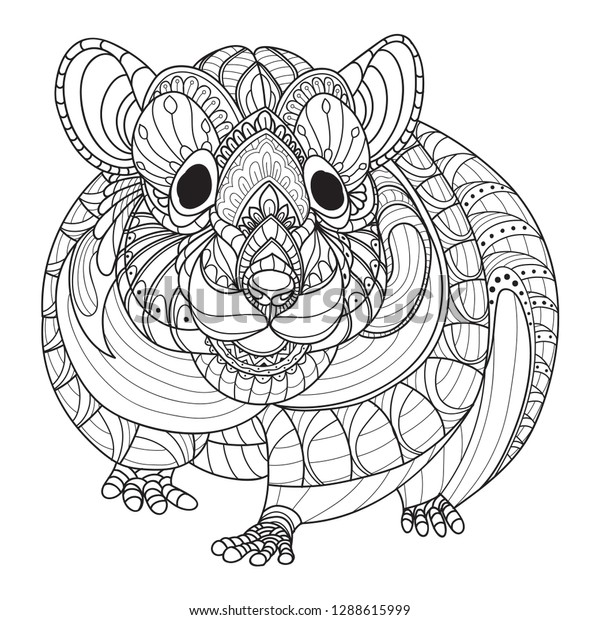 Zenta Hamster Hand Drawn Doodle Zentangle Stock Vector Royalty Free