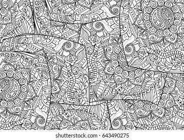 Zentangle abstract floral background, Adult colouring book page. 