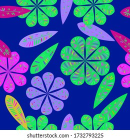 Zentangle abstract flower. Botanical seamless pattern.  Spring decoration. Vector illustration isolated. Abstract vector background. 