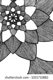 Zentangle abstract flower. Decorative flower. Hand drawn illustration. Ornament for Greeting Card. Black lines on white background. Doodle drawing. Abstract floral design.