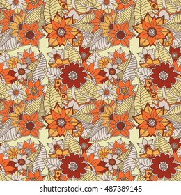 Zentangle abstract flower. Floral seamless pattern.Seamless pattern can be used for wallpaper, pattern fills, web page background,surface textures. Vector illustration