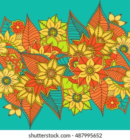 Zentangle abstract flower. Floral seamless pattern.Seamless pattern can be used for wallpaper, pattern fills, web page background,surface textures. Vector illustration