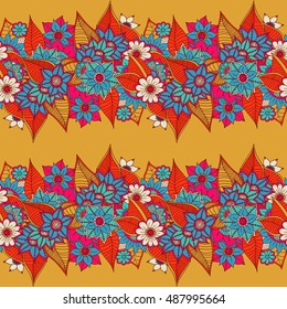 Zentangle abstract flower. Floral seamless pattern.Seamless pattern can be used for wallpaper, pattern fills, web page background,surface textures. Vector illustration