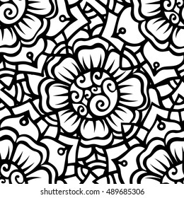 Zentangle abstract flower. Floral seamless pattern.Seamless pattern can be used for wallpaper, pattern fills, web page background,surface textures. Vector illustration