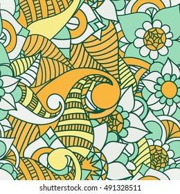 Zentangle abstract flower. Floral seamless pattern.Seamless pattern can be used for wallpaper, pattern fills, web page background,surface textures. Vector illustration