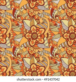 Zentangle abstract flower. Floral seamless pattern.Seamless pattern can be used for wallpaper, pattern fills, web page background,surface textures. Vector illustration