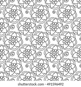 Zentangle abstract flower. Floral seamless pattern.Seamless pattern can be used for wallpaper, pattern fills, web page background,surface textures. Vector illustration