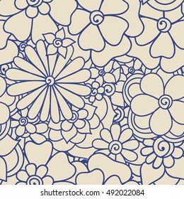 Zentangle abstract flower. Floral seamless pattern.Seamless pattern can be used for wallpaper, pattern fills, web page background,surface textures. Vector illustration