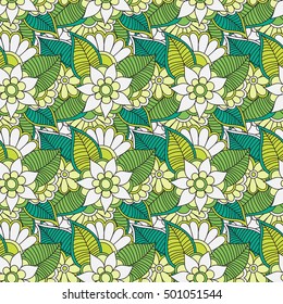 Zentangle abstract flower. Floral seamless pattern.Seamless pattern can be used for wallpaper, pattern fills, web page background,surface textures. Vector illustration