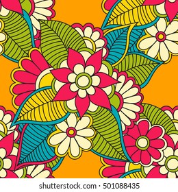 Zentangle abstract flower. Floral seamless pattern. Can be used for wallpaper, pattern fills, web page background,surface textures. Vector illustration