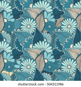 Zentangle abstract flower. Floral seamless pattern. Can be used for wallpaper, pattern fills, web page background,surface textures. Vector illustration