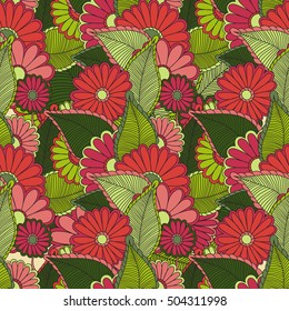 Zentangle abstract flower. Floral seamless pattern. Can be used for wallpaper, pattern fills, web page background,surface textures. Vector illustration