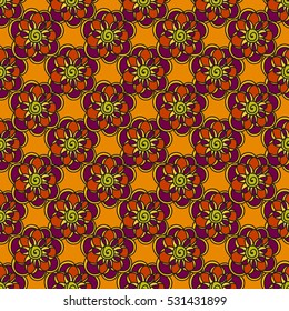 Zentangle abstract flower. Floral seamless pattern.Seamless pattern can be used for wallpaper, pattern fills, web page background,surface textures. Vector illustration