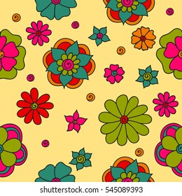 Zentangle abstract flower. Floral seamless pattern.Seamless pattern can be used for wallpaper, pattern fills, web page background,surface textures. Vector illustration
