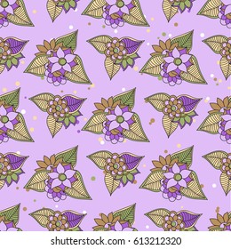 Zentangle abstract flower. Floral seamless pattern.Seamless pattern can be used for wallpaper, pattern fills, web page background,surface textures. Vector illustration