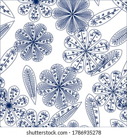 Zentangle abstract flower. Seamless floral wallpaper. Spring decoration. Vector illustration isolated. Abstract vector background. 