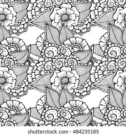 Zentangle abstract flower. Seamless pattern. Vector illustration 