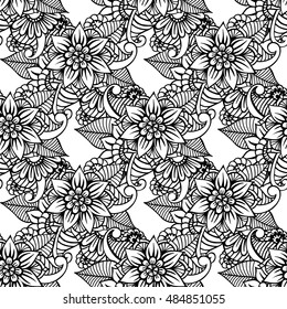 Zentangle abstract flower. Seamless pattern. Vector illustration 