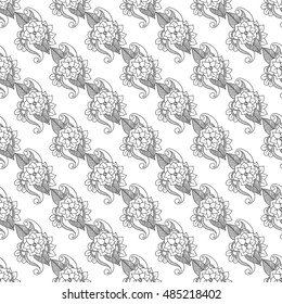 Zentangle abstract flower. Seamless pattern. Vector illustration 