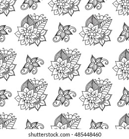 Zentangle abstract flower. Seamless pattern. Vector illustration 