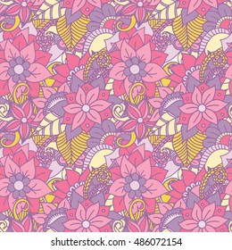 Zentangle abstract flower. Seamless pattern. Vector illustration 