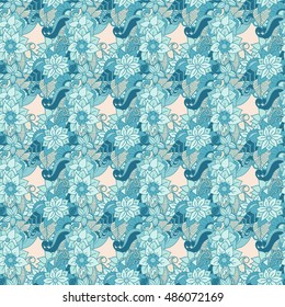 Zentangle abstract flower. Seamless pattern. Vector illustration 