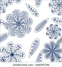 Zentangle abstract flower. Vector seamless floral pattern. Spring decoration. Vector illustration isolated. Abstract vector background. 