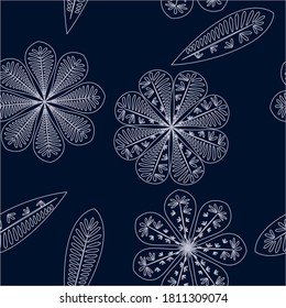 Zentangle abstract flower. Vector seamless floral pattern. Spring decoration. Vector illustration isolated. Abstract vector background. 