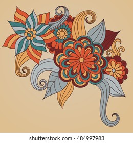 Zentangle abstract flowers. Doodle flower. Vector illustration