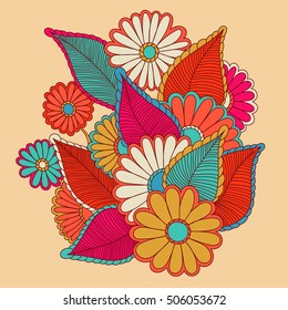 Zentangle abstract flowers. Doodle flower. Vector illustration