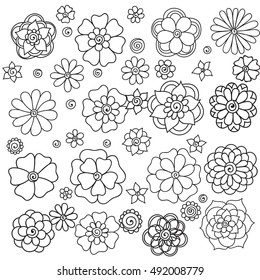 Zentangle Abstract Flowers Floral Set Doodle Stock Vector (Royalty Free ...