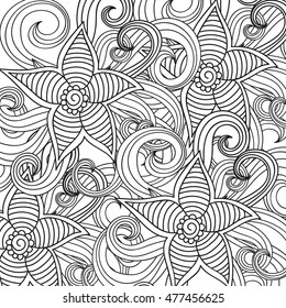 Zentangle abstract flowers. Zentangle pattern. Zentangle art. Zentangle page. Vector illustration