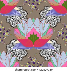 Zentangle abstract flowers. Vector illustration. Cute fabric pattern. Colour Spring Theme seamless pattern Background. Flat Flower Elements Design. Doodle flower.