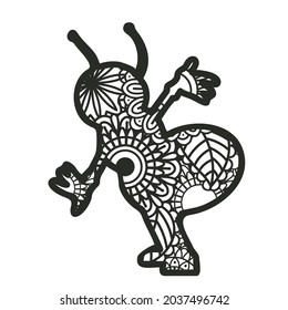 Zentangle Ant  isolated on white background. Vector illustration