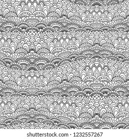 Zentangle art coloring book page. Doodle hand drawn abstract seamless pattern. 
