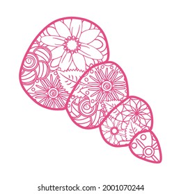 Zentangle art. Sea shells, whale, lizard, heart, paisleys, flowers Elements for adult coloring book patterns tattoos