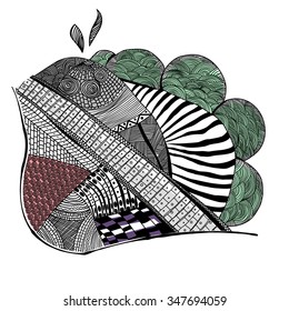 Zentangle background with abstract fantasy image