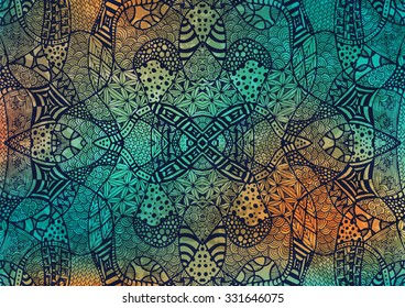Zentangle background with a lot of elements. Totally hand drawn illustration. Vector image can be used for backgrounds, web design, surface textures, textile, trendy cases and printed products.