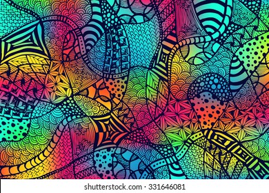Zentangle background with a lot of elements. Totally hand drawn illustration. Vector image can be used for backgrounds, web design, surface textures, textile, trendy cases and printed products.