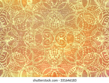 Zentangle background with a lot of elements. Totally hand drawn illustration. Vector image can be used for backgrounds, web design, surface textures, textile, trendy cases and printed products.