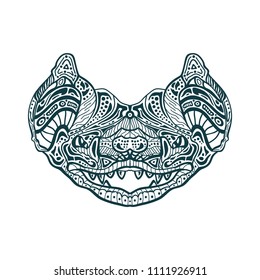 Zentangle Bat for tattoo in boho, hipster style. Ornamental tribal patterned illustration for adult anti stress coloring pages. Hand drawn sketch.