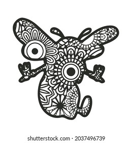 Zentangle bee  isolated on white background. Vector illustration
