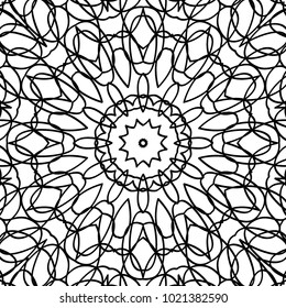 Zentangle. Black and White Seamless Pattern for Adult Coloring Page. Mandala Ornament for Seamless Texture. Tribal Zentangle Pattern in Vintage Style. Vector