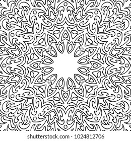 Zentangle. Black and White Seamless Pattern for Adult Coloring Page. Mandala Ornament for Seamless Texture. Tribal Zentangle Pattern in Vintage Style. Vector