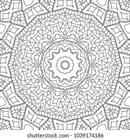 Zentangle. Black and White Seamless Pattern for Adult Coloring Page. Mandala Ornament for Seamless Texture. Tribal Zentangle Pattern in Vintage Style. Vector