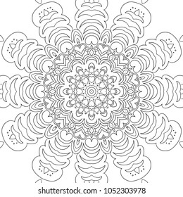 Zentangle. Black and White Seamless Pattern for Adult Coloring Page. Mandala Ornament for Seamless Texture. Tribal Zentangle Pattern in Vintage Style. Vector
