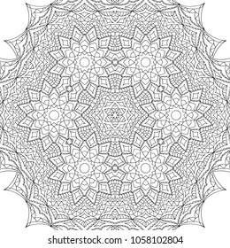 Zentangle. Black and White Seamless Pattern for Adult Coloring Page. Mandala Ornament for Seamless Texture. Tribal Zentangle Pattern in Vintage Style. Vector